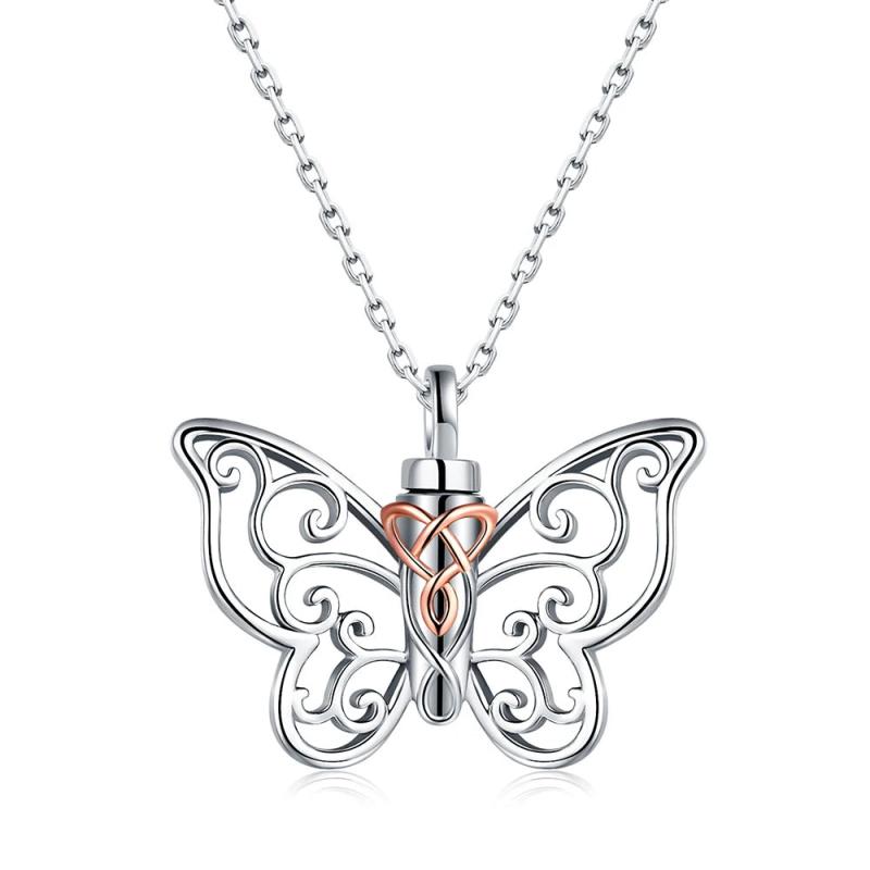 Celtic Knot Butterfly Urn Necklace 925 Sterling Silver Cremation Keepsake