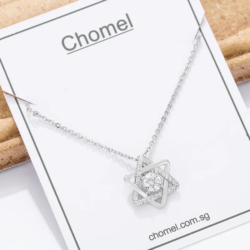 925 Silver Star Necklace 5 Pointed Choker Singapore Chomel Fine Jewelry