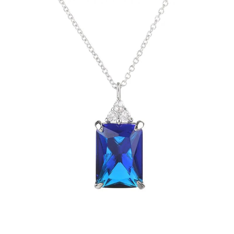 Tanzanite Zircon Pendant Necklace S925 Sterling Silver Cubic Zirconia