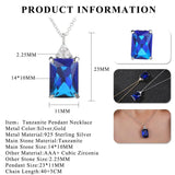 Tanzanite Zircon Pendant Necklace S925 Sterling Silver Cubic Zirconia