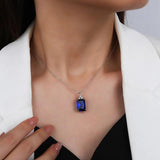 Tanzanite Zircon Pendant Necklace S925 Sterling Silver Cubic Zirconia