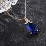Tanzanite Zircon Pendant Necklace S925 Sterling Silver Cubic Zirconia