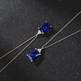 Tanzanite Zircon Pendant Necklace S925 Sterling Silver Cubic Zirconia