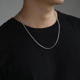 925 Silver Necklace Men's Cuban Chain Thin Horsewhip Chain