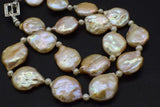 Freshwater Pearl Pink Reborn Keshi Flat Baroque Necklace 23Inch