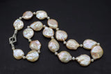 Freshwater Pearl Pink Reborn Keshi Flat Baroque Necklace 23Inch