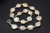 Freshwater Pearl Pink Reborn Keshi Flat Baroque Necklace 23Inch