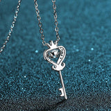 925 Silver Moissanite Wedding Necklace Key Pendant