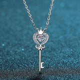 925 Silver Moissanite Wedding Necklace Key Pendant