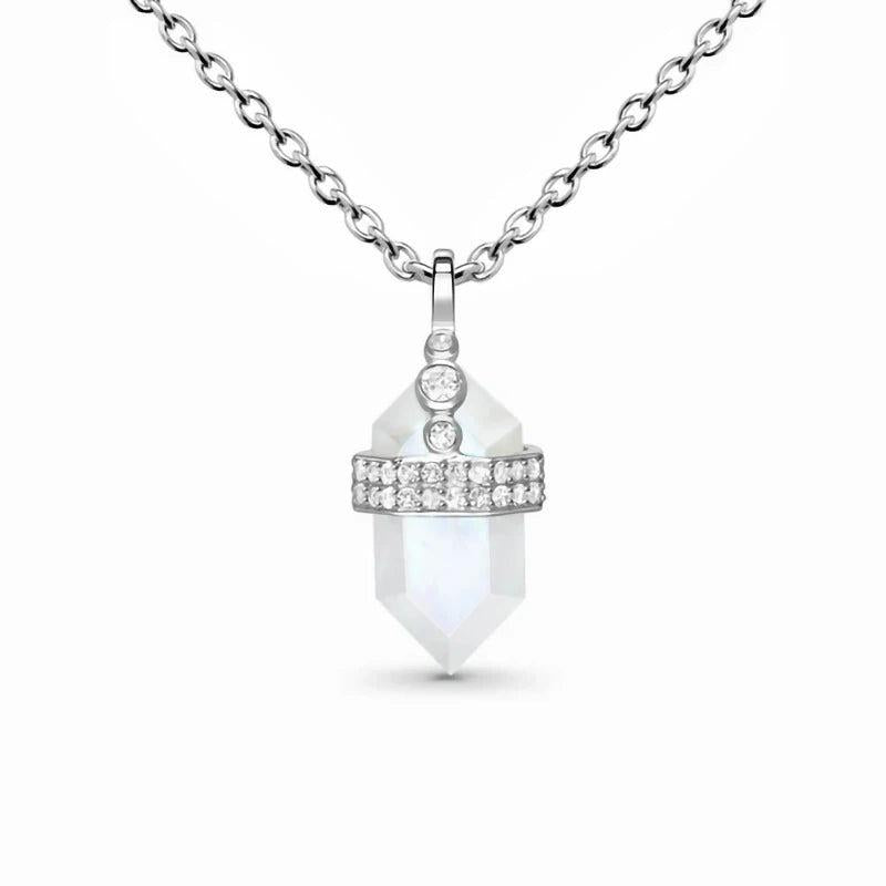925 Silver Hexagon Moonstone Pendant Necklace
