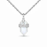 925 Silver Hexagon Moonstone Pendant Necklace