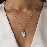 925 Silver Hexagon Moonstone Pendant Necklace