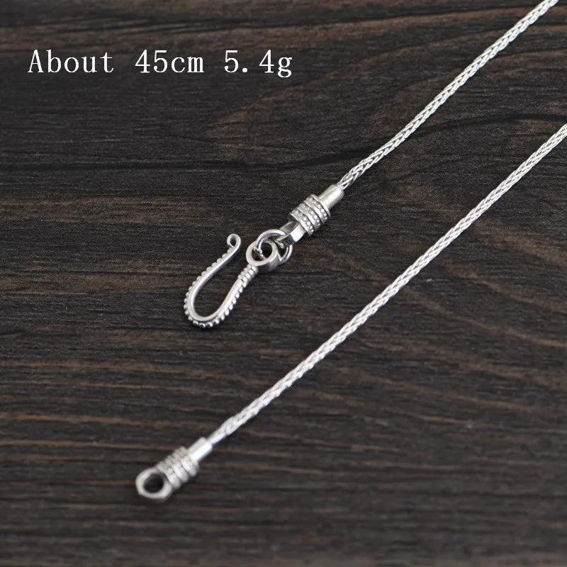 925 Sterling Silver Horsewhip Chain Necklace Punk Jewelry