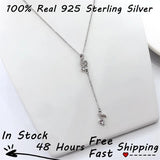 Silver Platinum Plated Music Note Zircon Pendant, S925 Jewelry