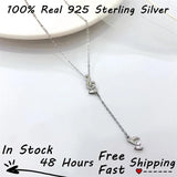 Silver Platinum Plated Music Note Zircon Pendant, S925 Jewelry