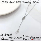 Silver Platinum Plated Music Note Zircon Pendant, S925 Jewelry