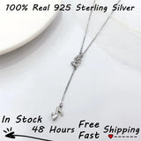 Silver Platinum Plated Music Note Zircon Pendant, S925 Jewelry