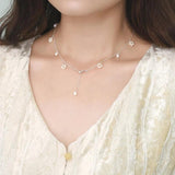 Natural Freshwater Pearl Necklace 925 Sterling Silver Jewelry Wedding