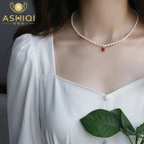 Freshwater Pearl Necklace Silver Chain Strawberry Pendant Jewelry
