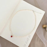 Freshwater Pearl Necklace Silver Chain Strawberry Pendant Jewelry