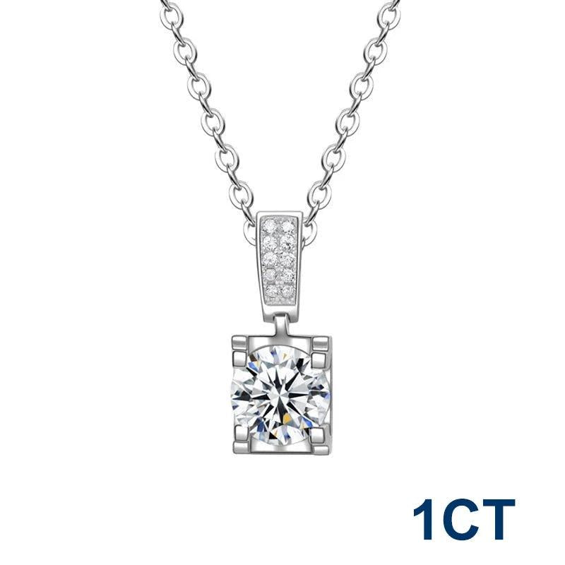 2ct D Moissanite Necklace 925 Sterling Silver Chain with Certificate