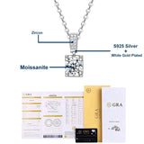 2ct D Moissanite Necklace 925 Sterling Silver Chain with Certificate