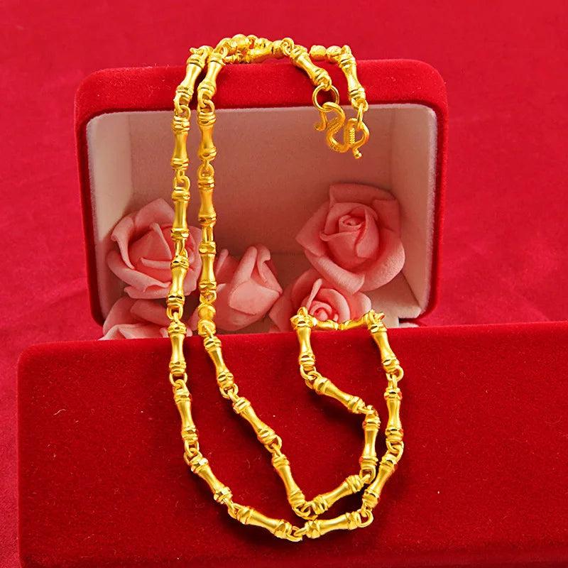 Yellow Beads Necklace 999 Thick Sand Wheat Chain Collar