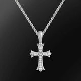 Cross Necklace Pendant Stainless Steel Cubic Zircon Diamond Men Gift