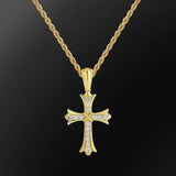Cross Necklace Pendant Stainless Steel Cubic Zircon Diamond Men Gift