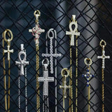 Cross Necklace Pendant Stainless Steel Cubic Zircon Diamond Men Gift