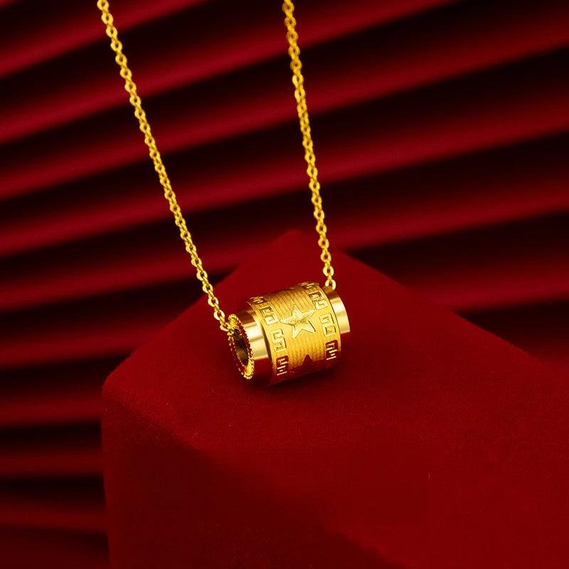 24K Pentagram Beads Chain Necklace for Women Bride