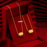 24K Pentagram Beads Chain Necklace for Women Bride