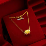 24K Pentagram Beads Chain Necklace for Women Bride