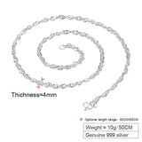Men's S999 Sterling Silver Necklace Plain Chain