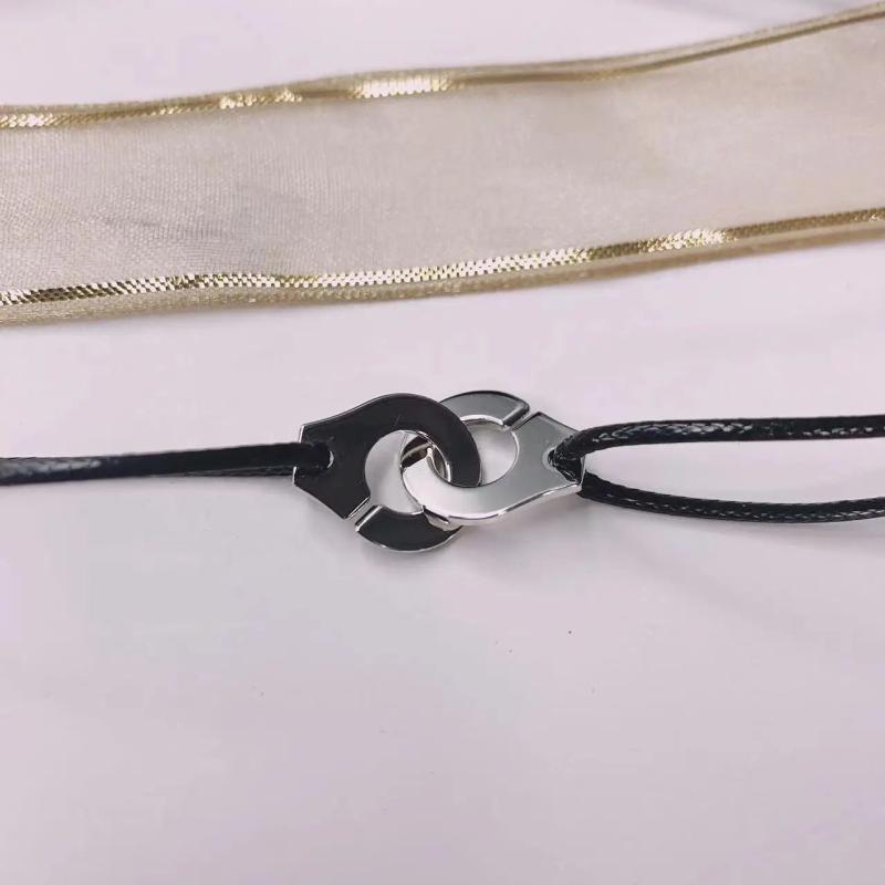 925 Silver Handcuff Necklace Les Menottes Pendant with Adjustable Rope