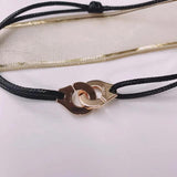 925 Silver Handcuff Necklace Les Menottes Pendant with Adjustable Rope
