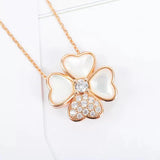 925 Silver Rose Heart Leaf Necklace Pendant