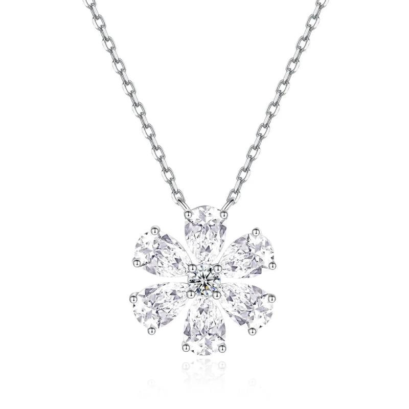 18K Plated 925 Silver Lab Sapphire Ruby Diamond Pendant Necklace