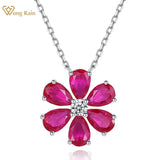 18K Plated 925 Silver Lab Sapphire Ruby Diamond Pendant Necklace
