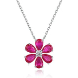 18K Plated 925 Silver Lab Sapphire Ruby Diamond Pendant Necklace
