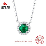 0.5ct Round Lab Grown Emerald Necklace 925 Sterling Silver Pendant