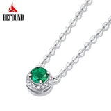0.5ct Round Lab Grown Emerald Necklace 925 Sterling Silver Pendant