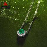 0.5ct Round Lab Grown Emerald Necklace 925 Sterling Silver Pendant