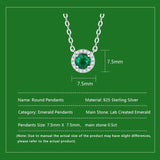 0.5ct Round Lab Grown Emerald Necklace 925 Sterling Silver Pendant