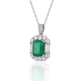 925 Silver Emerald Diamond Necklace