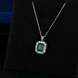 925 Silver Emerald Diamond Necklace