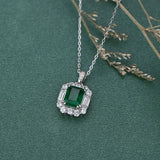 925 Silver Emerald Diamond Necklace