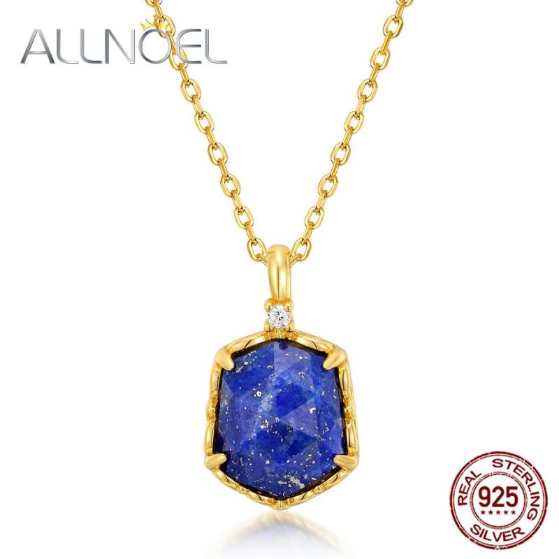 Lapis Lazuli 925 Sterling Silver Pendant Necklace For Women