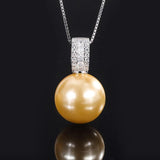 Solid 925 Sterling Silver Pearl Emerald Sapphire Gemstone Necklace Pendant