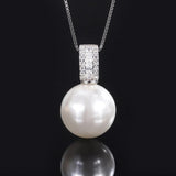 Solid 925 Sterling Silver Pearl Emerald Sapphire Gemstone Necklace Pendant